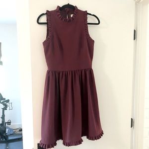 Kate Spade New York Ruffle Trim Fit & Flare Dress in Deep Cherry